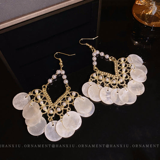 Mother-of-pearl Fringe Earrings