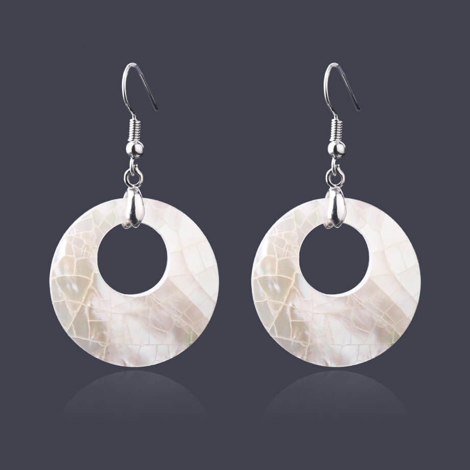 Shell Fragments Spliced Into Buckle Earrings