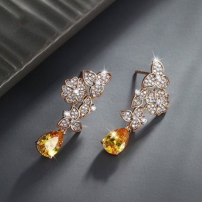 Vintage Botanical Flower Drop Earrings