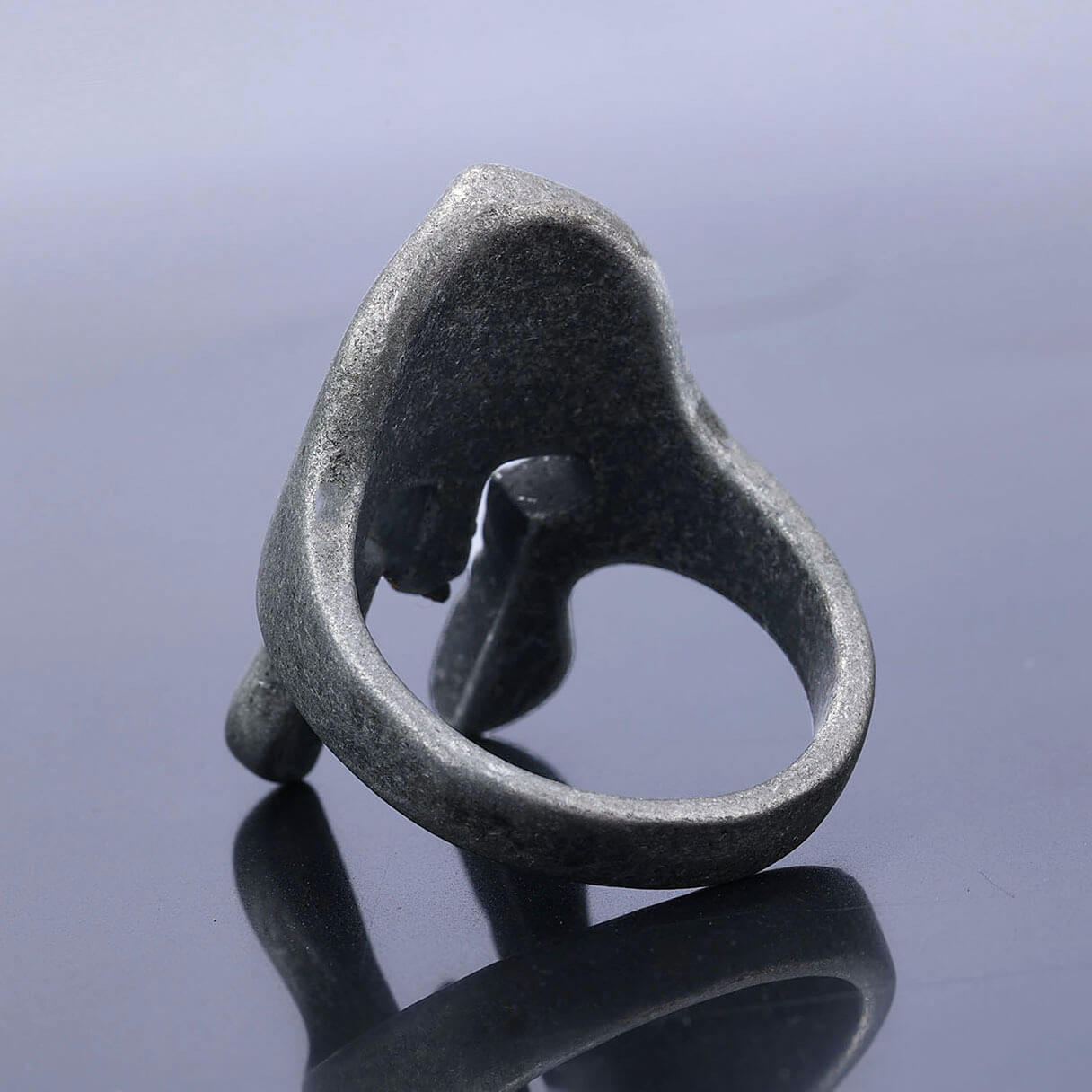 Spartan Warrior Boiled Black Mask Vintage Ring