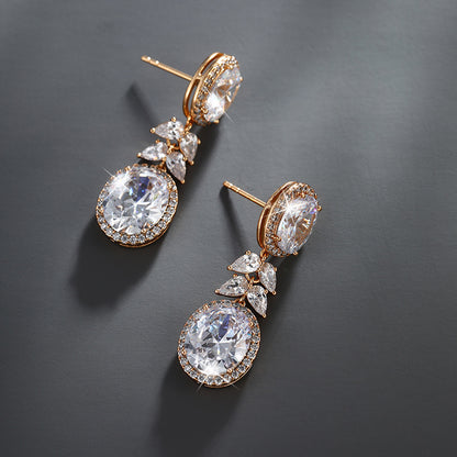 Oval Gemstone Dove Egg Zircon Earrings