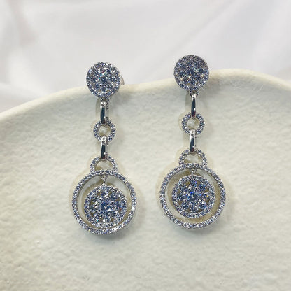 Double Ring Snowflake Zircon Earrings