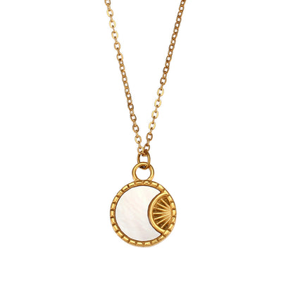 Stainless Steel Shell Moon Sun Necklace