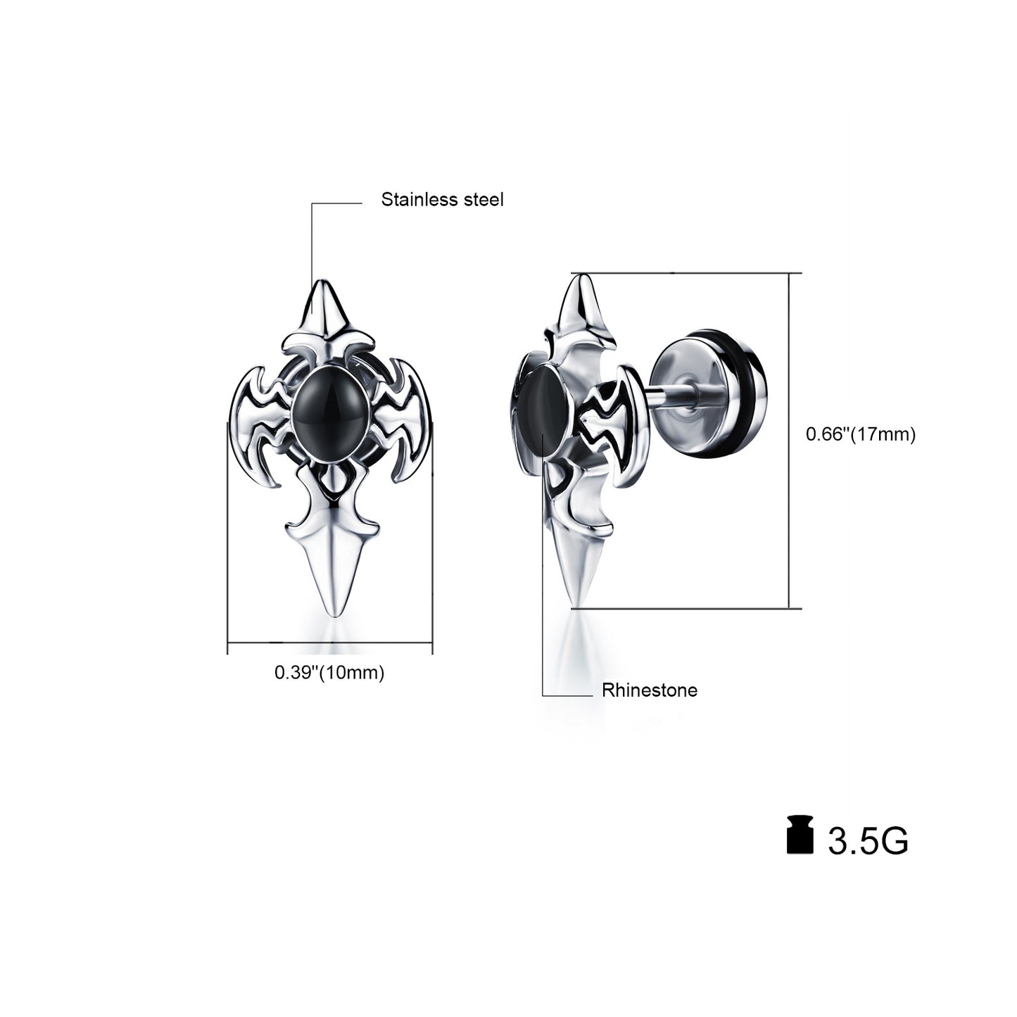 Stainless Steel Crusades Stud Earrings