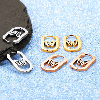 Personalized Wind Butterfly Geometry 2-in-1 Stainless Steel Earrings