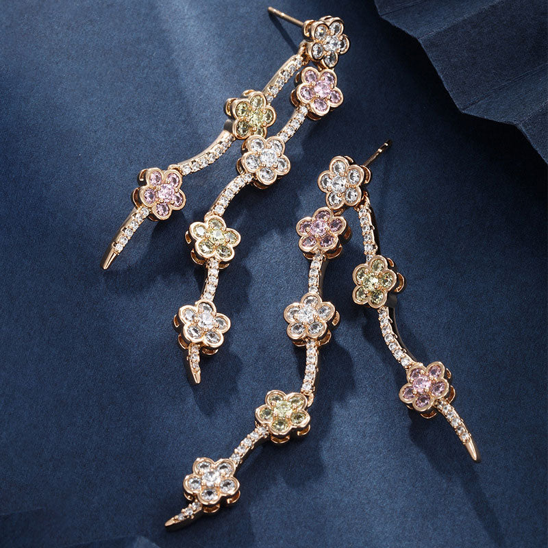 Women's Small Fresh Flower Tassel Earrings