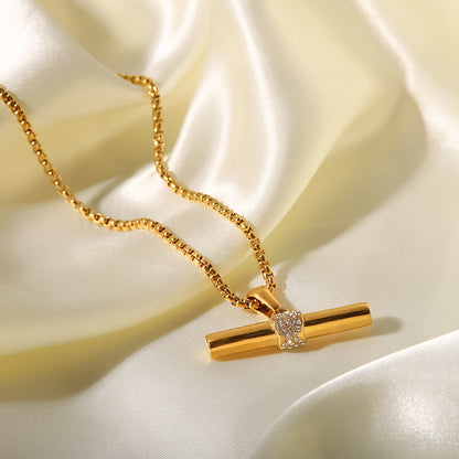 Stylish Simple T-stick Stainless Steel Necklace