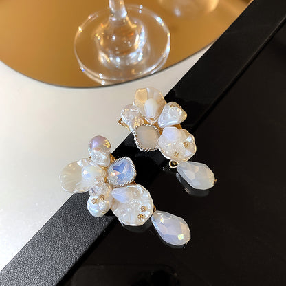 Petal Earrings Crystal Pearl Zircon Earrings