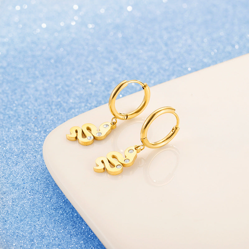 Serpentine Zircon Niche Fashion Commuter Stainless Steel Earrings