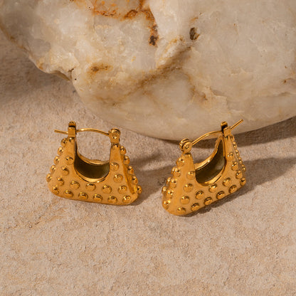Gold Stainless Steel Polka Dot Handbag Earrings