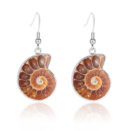 Fossil Conch Creative Beach Earrings
