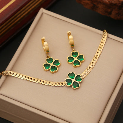 Green Stainless Steel N1055 Clavicle Necklace