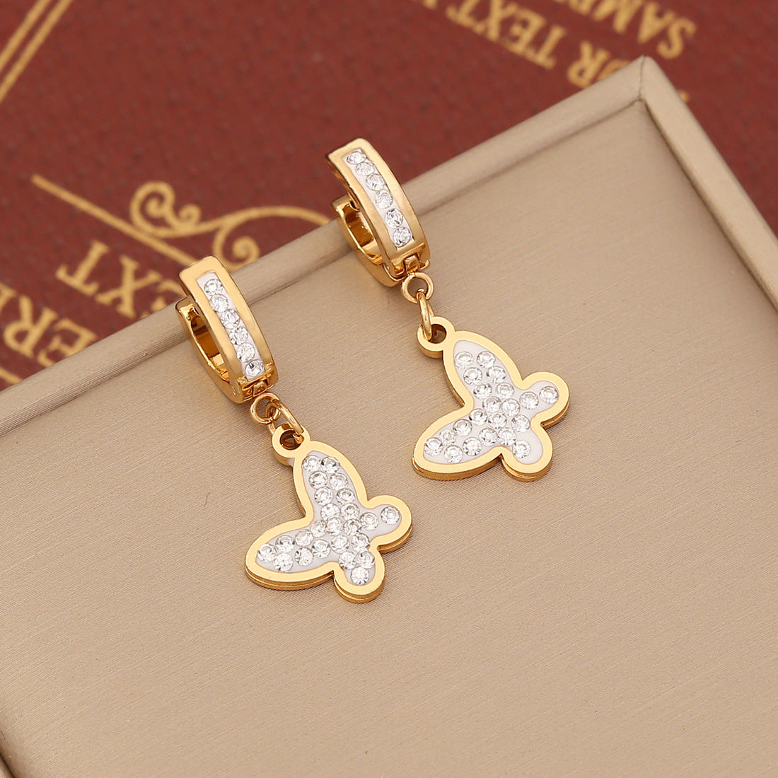 Temperament Stainless Steel Zircon Earrings