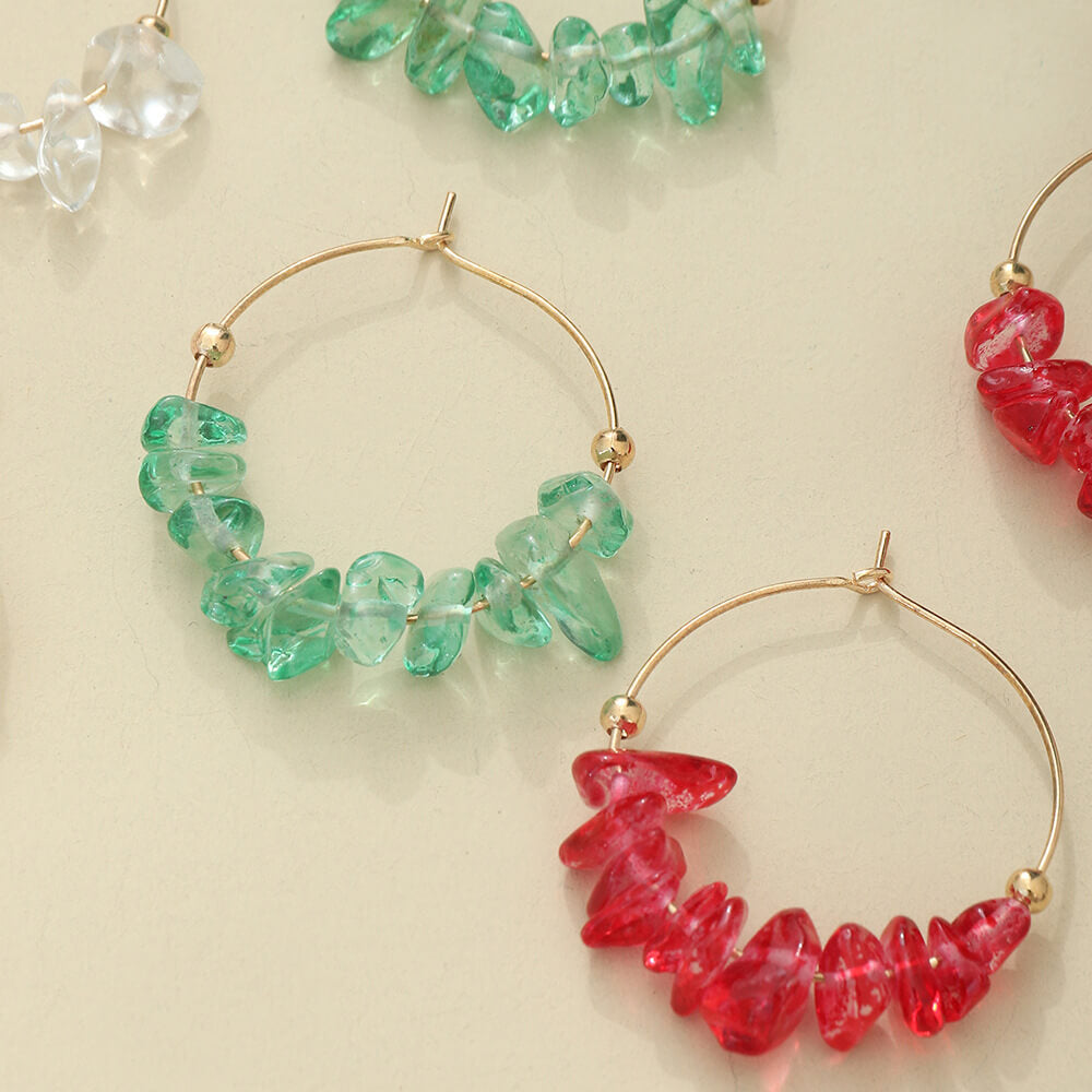 Christmas Earrings Snowman Christmas Tree Bells Creative Gravel Earrings