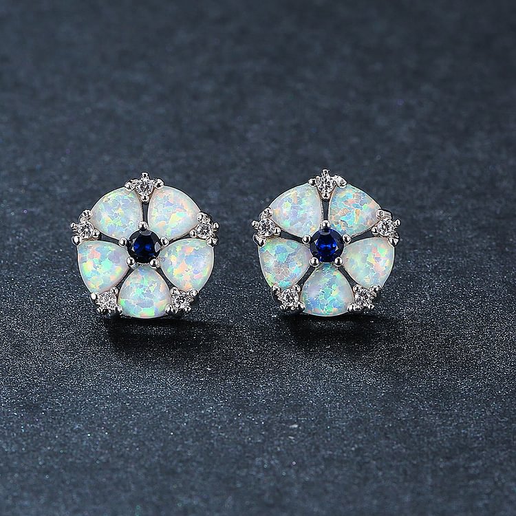 Opal Flower Shaped Earrings