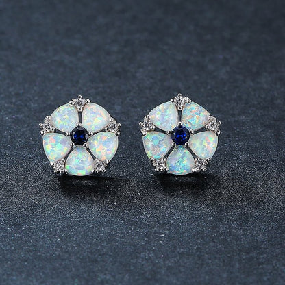 Opal Flower Shaped Earrings