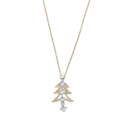 Titanium Steel Christmas Tree with Clavicle Necklace