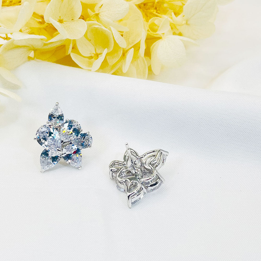 Irregular Drop-Shaped White Zircon Earrings