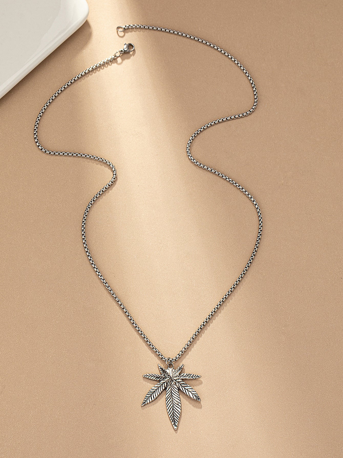 Maple Titanium Steel Personality Sweater Necklace