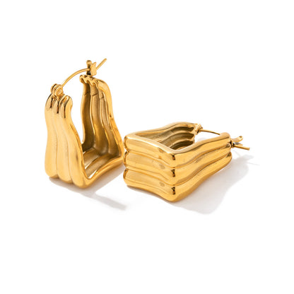 Stainless Steel Triangle Stripe Earrings