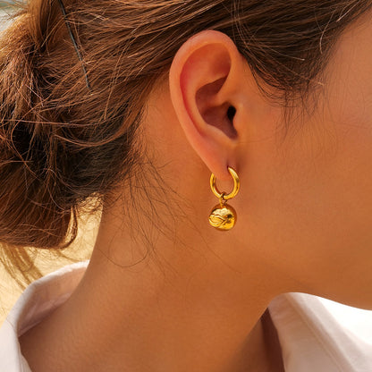 Titanium Steel Gold Twist Hoop Earrings