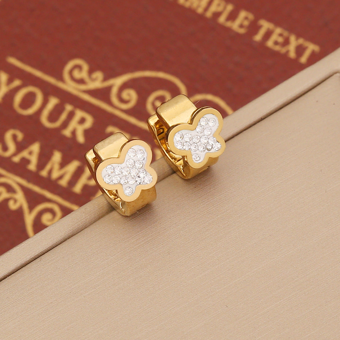 Stainless Steel Full of Zircon Drop Earrings