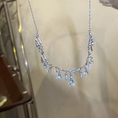 Diamond-studded Water Drop Twig Fashion Necklace