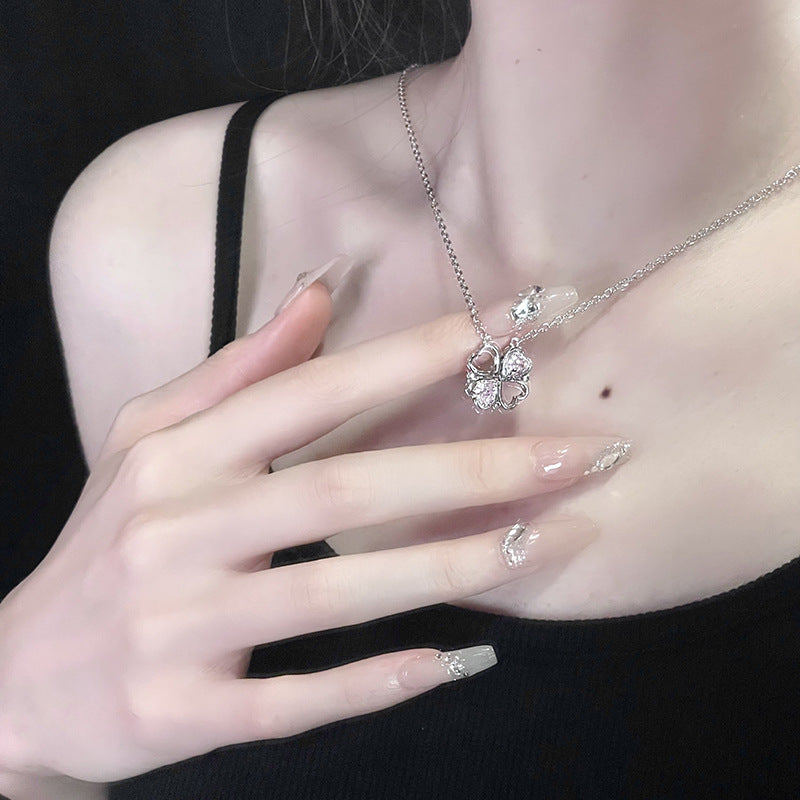 Niche Design Four-leaf Clover Love A Two-wear Necklace