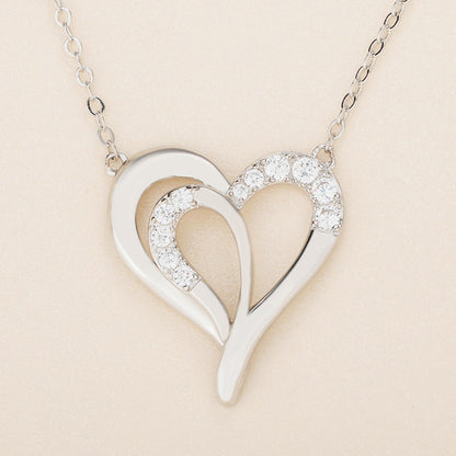Heart-shaped Diamond Set Simple Hollow Love Necklace