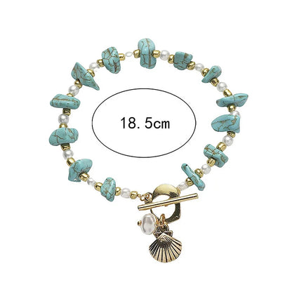 Irregular Turquoise Pearl Shell Pendant Bracelet
