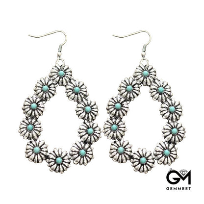Simple Drop Turquoise Flower Earrings