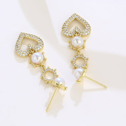 Micropaved Zirconia Heart-shaped Imitation Pearl Earrings