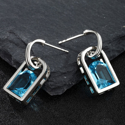 Square Artificial Gemstone Retro Luxury Fashion Earrings