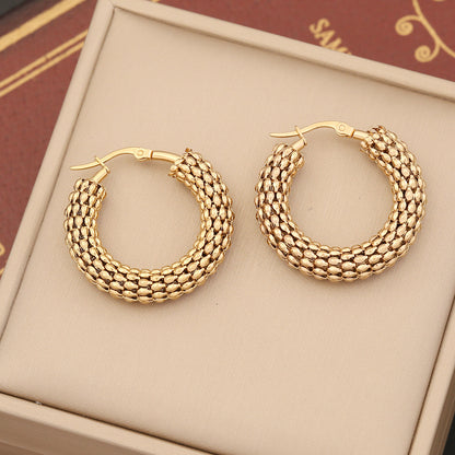 Metallic Stainless Steel Geometric Stud Earrings