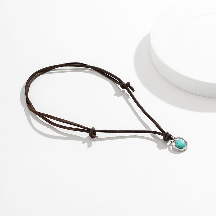 Men's Retro Turquoise Leather Necklace