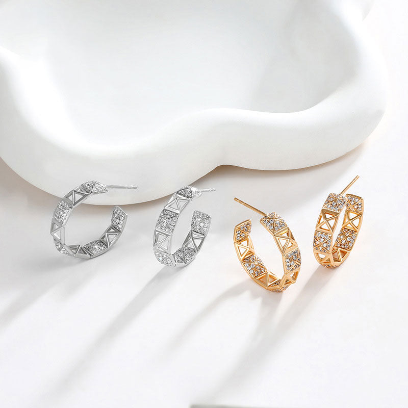 C Earrings with Zircon Fashionable Alloy Earrings