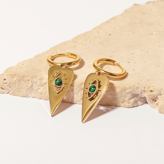 Thin Heart Shape Evil Eyes Dangle Earrings