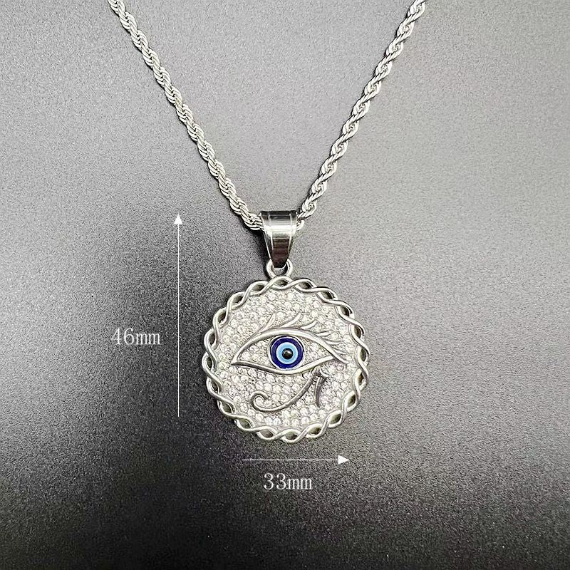 Hip Hop Jewelry Gold Plated Zircon Blue Eyes Eye of Horus Pendant