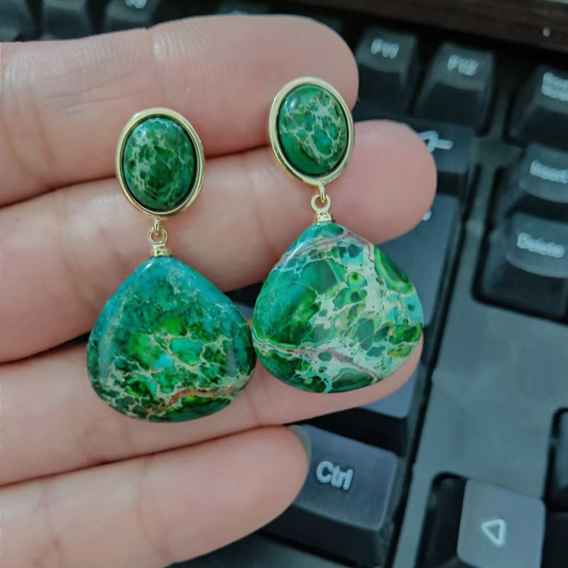 Irregular Colored Pine Amethyst Earrings