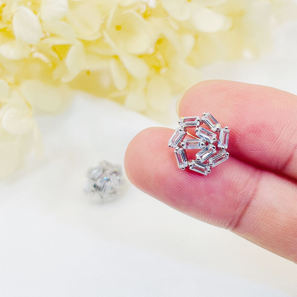 Square Snowflake White Zircon Earrings