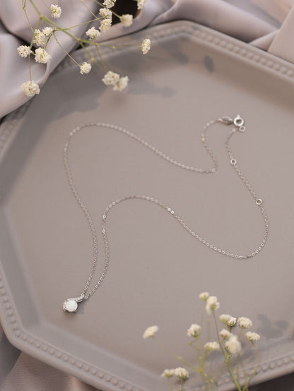 S925 Drip Round Opal Full Stones Necklace