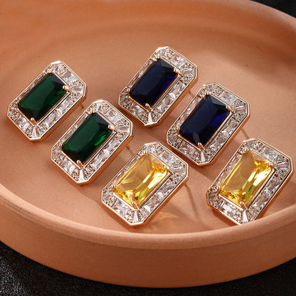 Square Artificial Stone Vintage Earrings