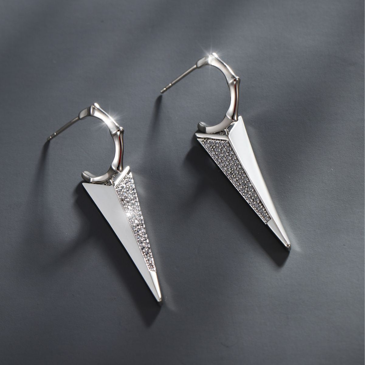 Geometric Triangle Inlaid Zircon Earrings