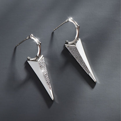 Geometric Triangle Inlaid Zircon Earrings