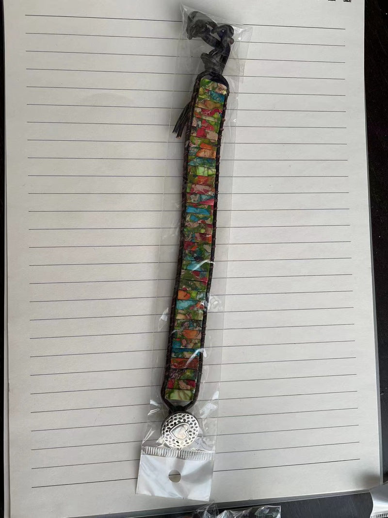 Single-layer Beaded Bracelet Seven-colored Stone Woven Bracelet