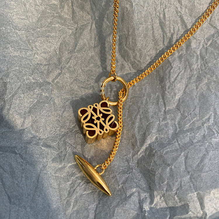 Fasteners Titanium Steel Gold and Silver Two-color Necklace