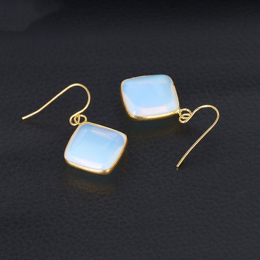 Stone Amethyst Geometric Earrings