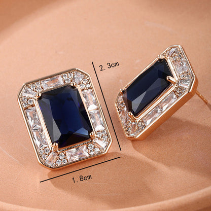 Square Artificial Stone Vintage Earrings