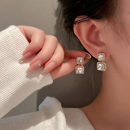 Stylish New Diamond Alloy Block Earrings