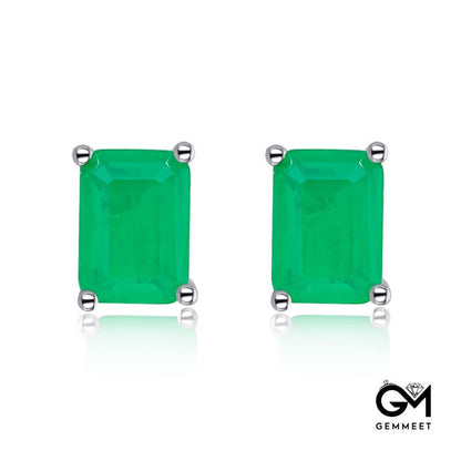 S925 Sterling Green Rectangle Green Zircon Earrings
